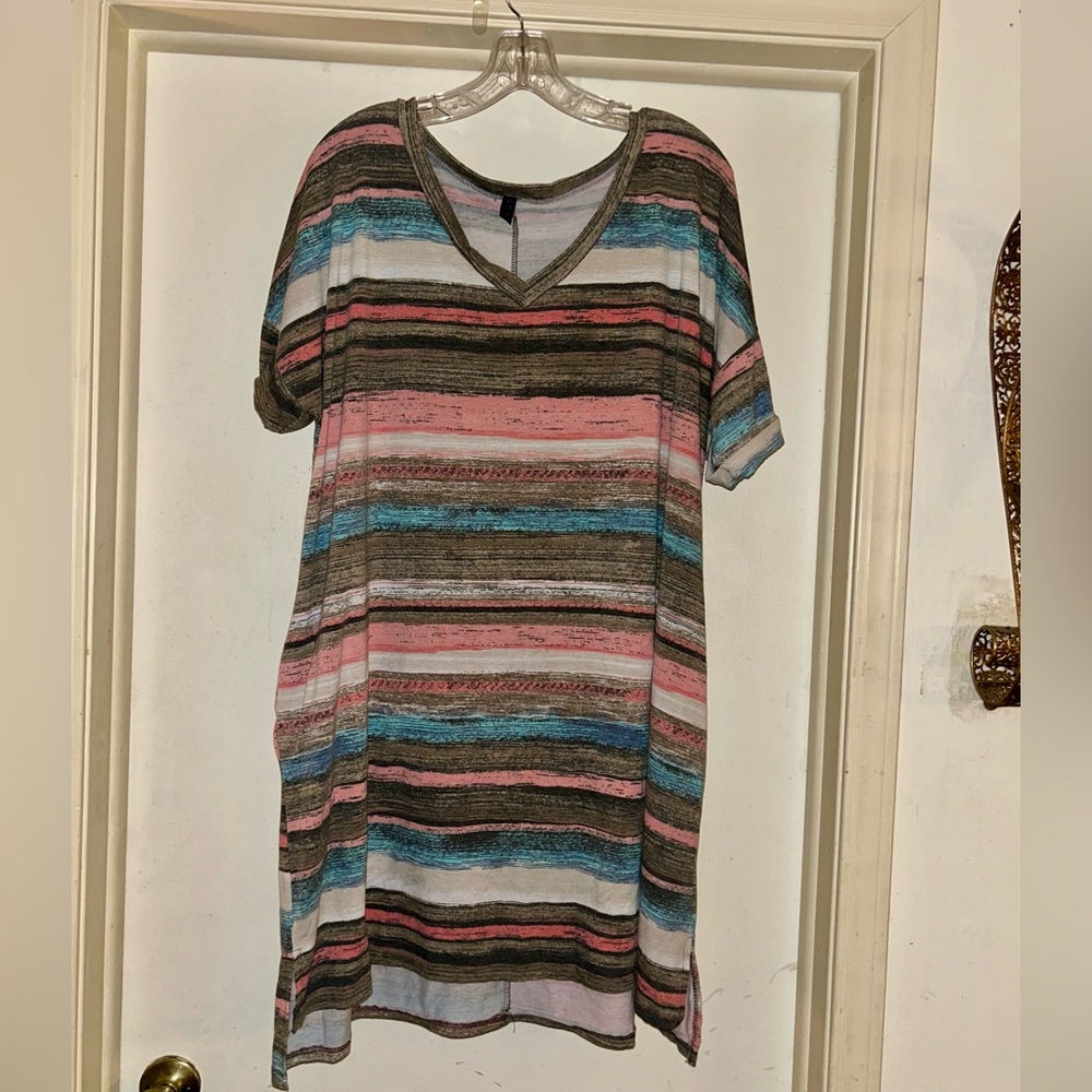 Striped V-Neck T-shirt dress